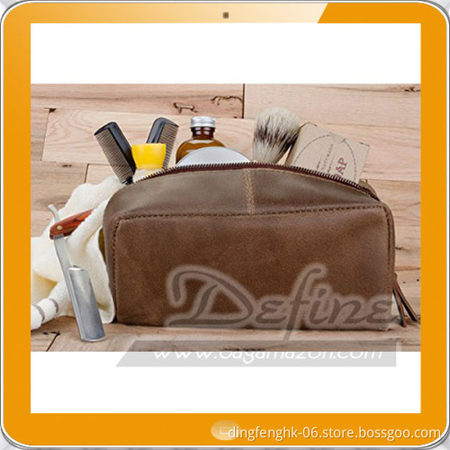 Burnt Umber Luxury Leather Dopp Kit Shaving Toiletry Travel Bag